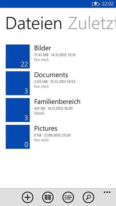 Apps für Windows Phone - SkyDrive