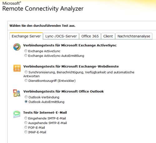 Outlook Anywhere Zugang testen