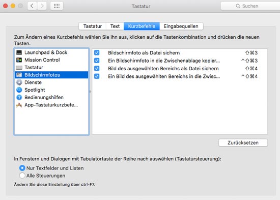 Screenshot mit Mac OS X