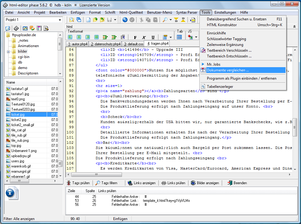phase 5 html-editor vorlagen