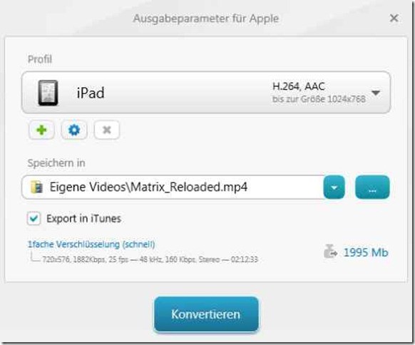 Freemake - Ausgabeparamter für Apple