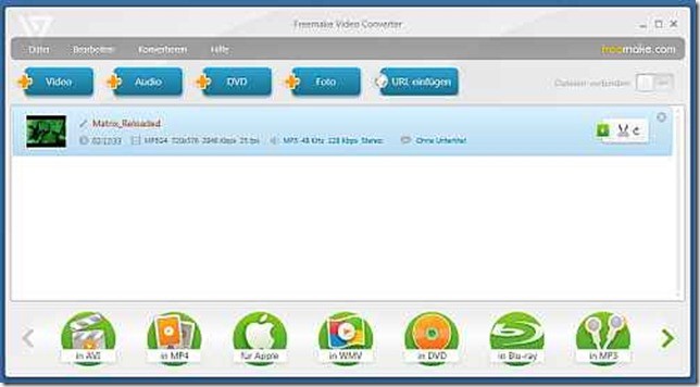 Screenshot Hauptbildschirm Freemake Video Converter