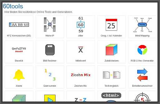 60 nützliche Onlinetools Nützliche Onlinetools auf 60tools.com