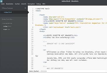 Kostenloser Code-Editor Brackets