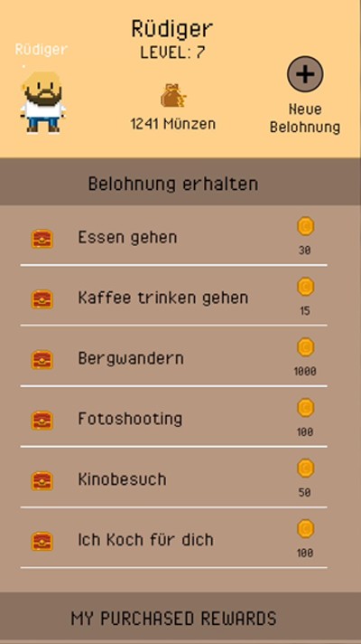 Quedo - Belohnungen wählen