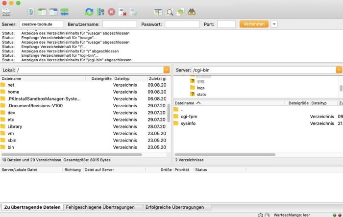 Filezilla FTP Client für Mac OS